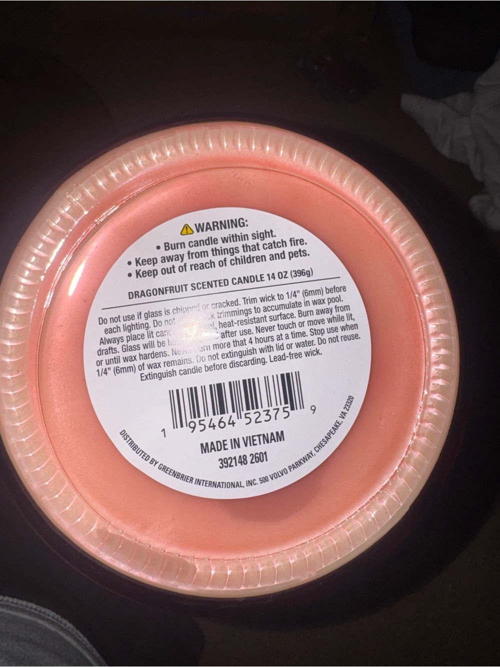 Dragonfruit Scented Candle - Peach Pink